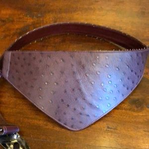 Retro Glam 80s Ostrich Print Funky Burgandy Belt